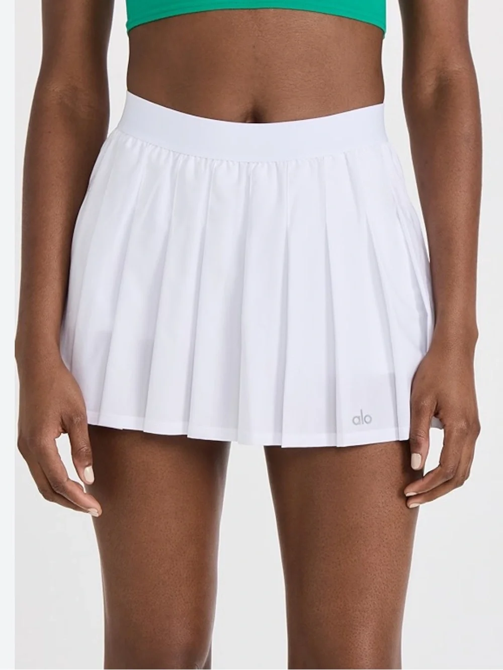 Alo yoga white varsity tennis skirt L